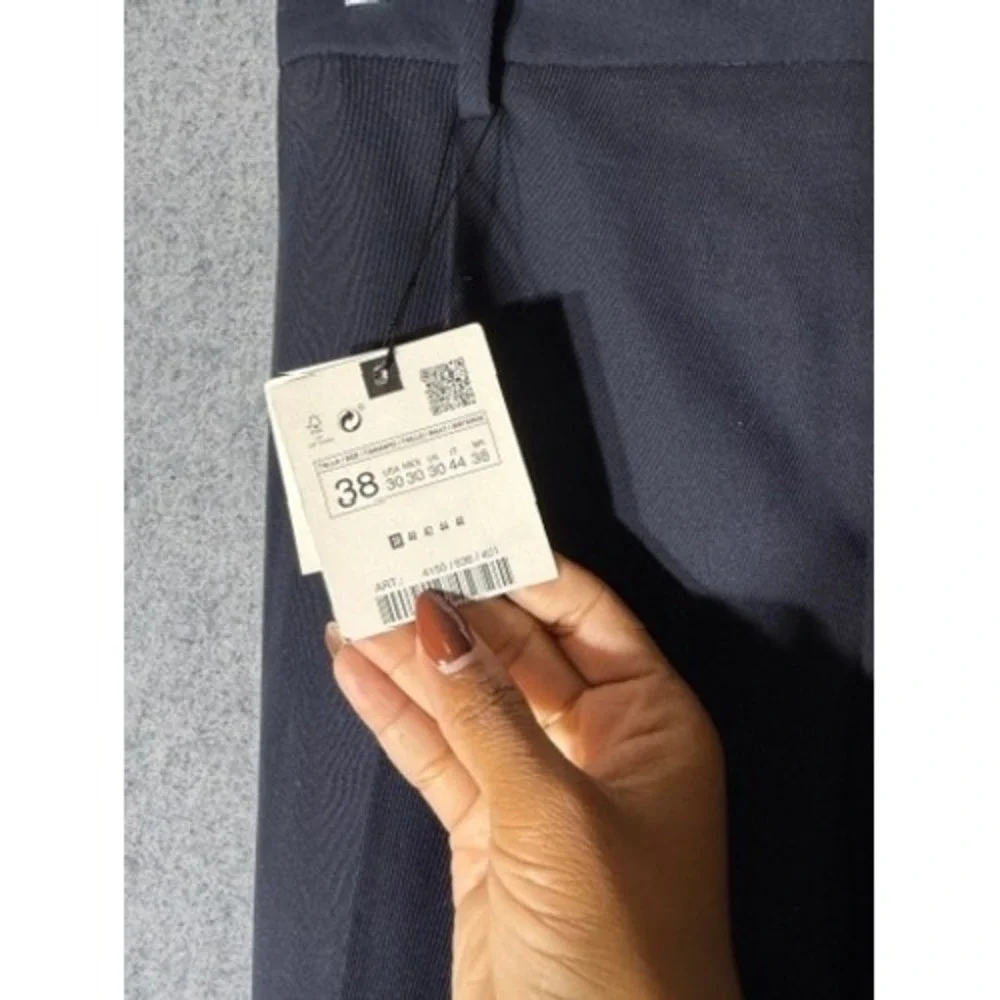 Zara Mens Slim Cropped Navy Blue Dress Pants Trousers Size 30 4150/636